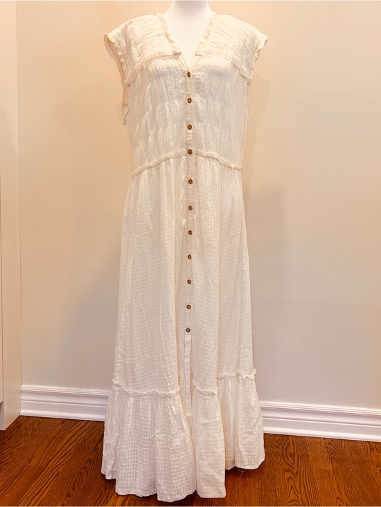 Free People Dresses & Skirts - Free People desert dazed midi dress cream button front boho chic NWT XL